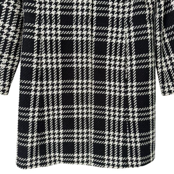 Charter Club Wool Blend‎ Plaid Tweed Coat Black White Button Front, Size 4 - Picture 5 of 9